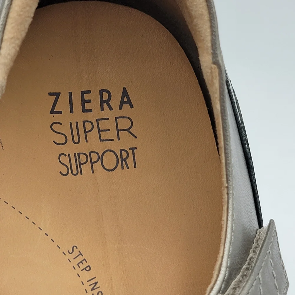 Ziera Stylish Women's‎ Silver Peep-Toe Shoes Size 42W; US 11.5. #1484